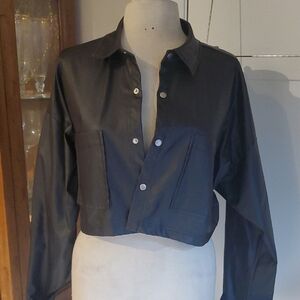 Better Be Black Leather Cropped Jacket